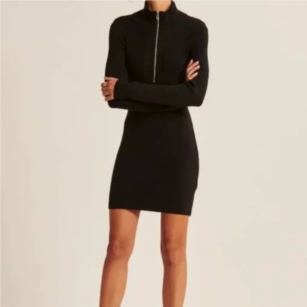 Abercrombie Black Half-Zip Sweater Dress - Size S